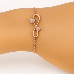 Infinity Hearts Adjustable Rose Gold Plated Bracelet 6.5" to 8.5"